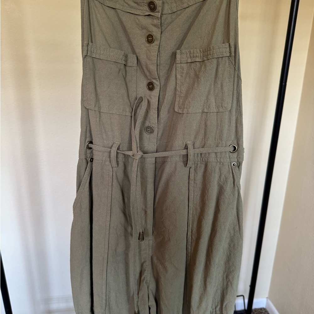 Khaki Jumpsuit with Adjustable Straps - Picture 4 of 4